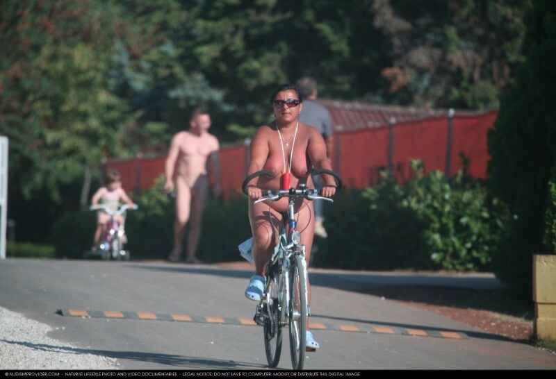 Naturists Road Biking pics - Types of recreation in nudist and naturist resorts and parks