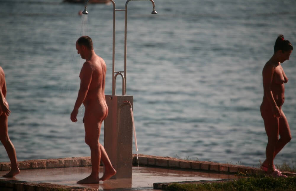 Naturist Shower at Dusk pics - Naturism promotes health of mind and body