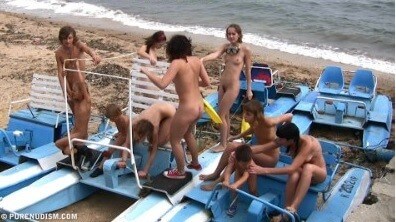 A group of naturists at sea - Nudity as part of a life free from shame and fear of ones own nakedness