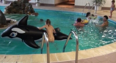 Indoor dolphin ride Full HD - Sincerity is the foundation of the nudist lifestyle